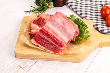 Raw beef rib for cooking
