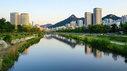 Fototapeta premium City River Reflection