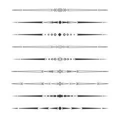 Set of decorative text dividers. Line borders. Underline elements. Vector illustration
