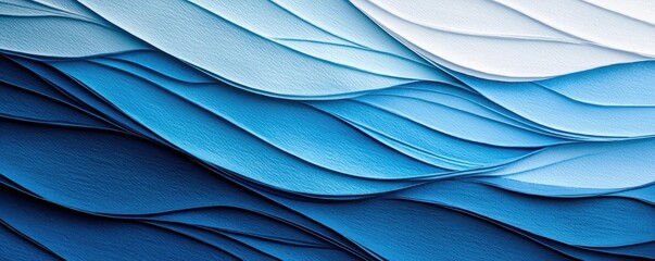 Fantasy watercolor idea. Abstract layers of blue paper create a soothing, artistic background.