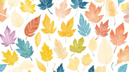 Watercolor painting of various leaf patterns on a white background.