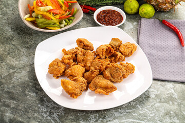 Golden crispy Breaded calamari snack