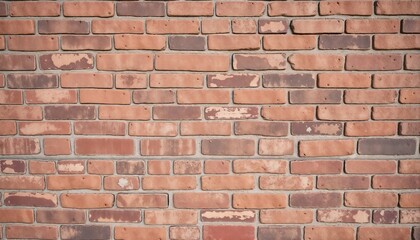 Obraz premium Textured brick wall of red and brown bricks with visible mortar lines