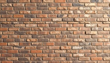 Naklejka premium Brick wall of red and brown with visible mortar lines and some variations in brick texture