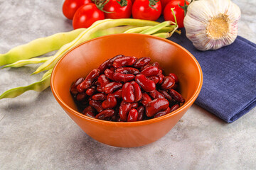 Canned red bean in the bowl
