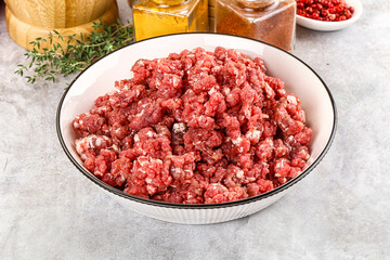 Raw beef minced meat for cooking