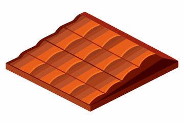 Roof tile isolated white background vector art illustration