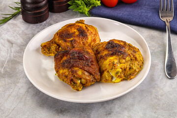 Roasted chicken thighs  with spices