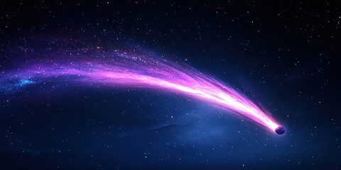 Obraz premium A close-up of a comet's tail, displaying the trail of gas and dust as it moves through the solar system, creating a striking visual of cosmic movement and energy in space.