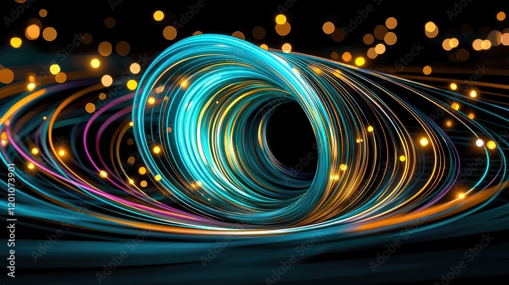 Poster dynamic light patterns create mesmerizing visual art in a dark studio environment