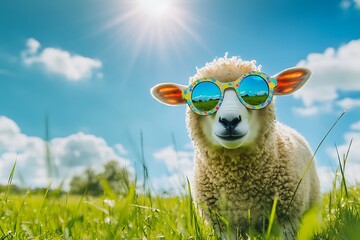 sheep wearing funky party glasses