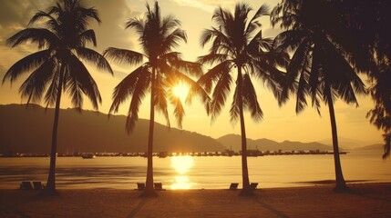 Breathtaking sunrise over tropical beach in da nang, vietnam  a serene island paradise experience