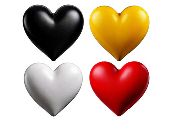 Set 3d heart isolated on transparent or white background