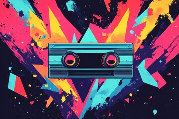 Fototapeta premium Retro Cassette Tape Abstract Art Colorful Design