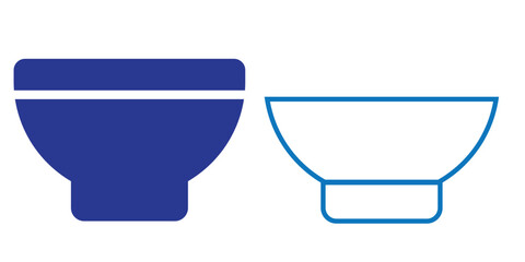 Bowl of soup icon Flat art in black and white isolated