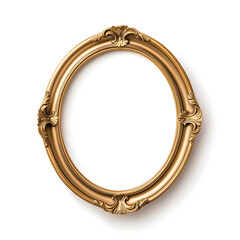 Obraz premium Antique gold circle picture frame, vintage antique golden frame mock up isolated on white background.