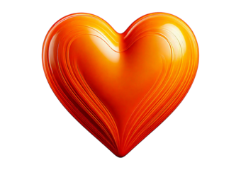 Orange heart isolated on transparent or white background
