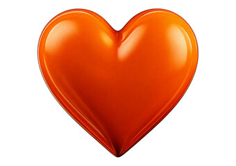 Orange heart isolated on transparent or white background