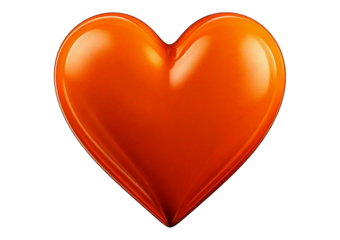 Orange heart isolated on transparent or white background