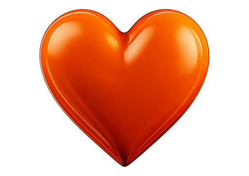 Orange heart isolated on transparent or white background