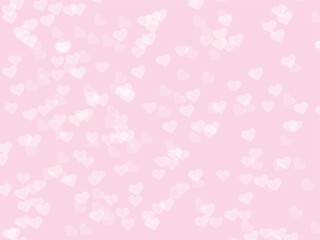 Beautiful abstract blurry heart bokeh background. Valentine day soft pink bokeh background.