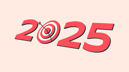 2025 Target Achievement Concept with Modern Design and Bullseye Focus.