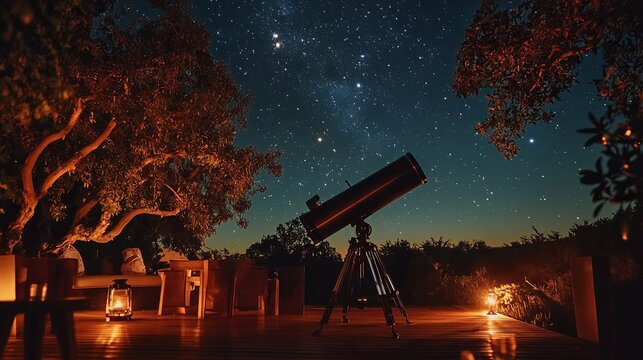 An opulent stargazing event with a private telescope and fine wine