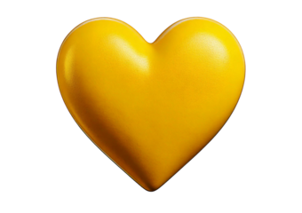 Yellow heart isolated on transparent or white background