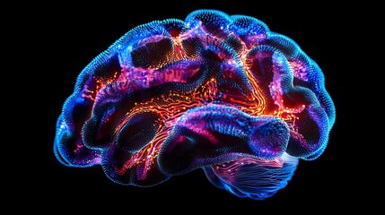 A human brain seamlessly connected with a digital brain illuminated by vibrant neural patterns representing the integration of artificial intelligence and human insight