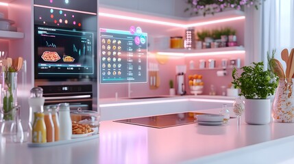 Fototapeta premium smart kitchen: food ordering system display - smart home technology