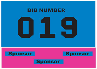 Blue colored marathon number bib isolated on black