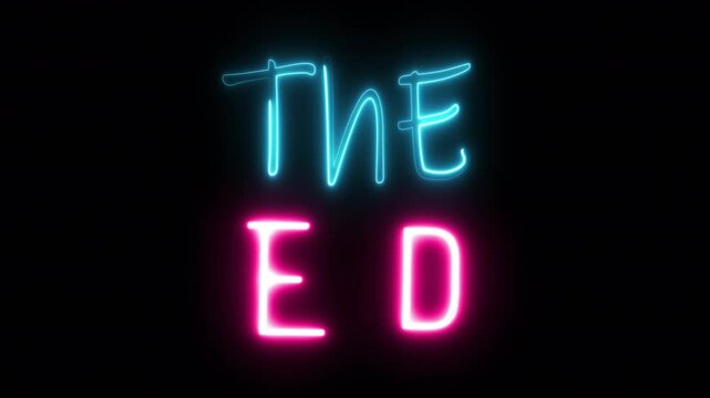 the end neon sign overlay with alpha channel animated text 