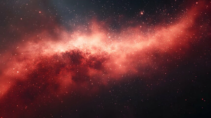 Red nebula cosmic dust cloudscape, space background