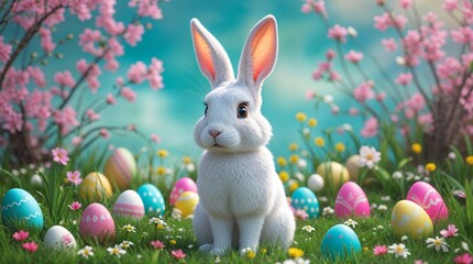 easter day egg with rabbit background