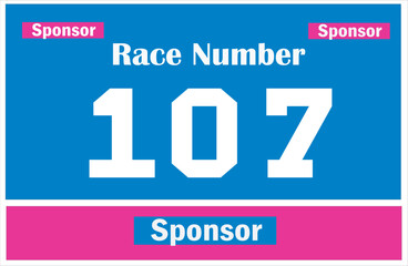 Blue colored marathon number bib isolated on white