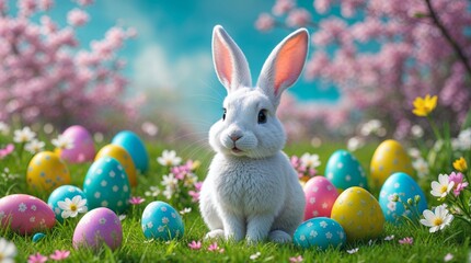 easter day egg with rabbit background