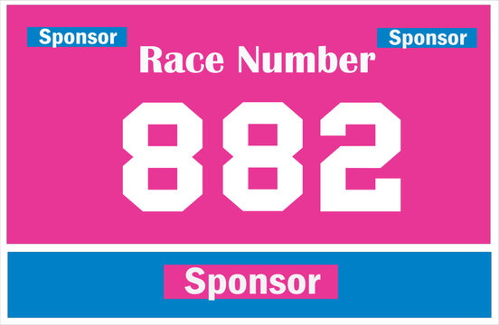 Pink colored marathon number bib isolated on white