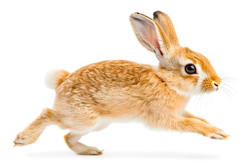Fototapeta premium Wild Hare running isolated on white background