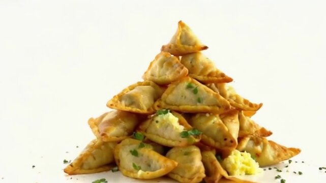 Flat-Lay Samosas Surrounded by Spices