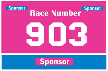 Pink colored marathon number bib isolated on white