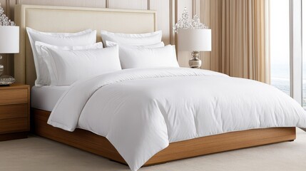 Elegant White Bed in Modern Bedroom with Natural Light