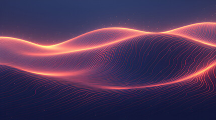 Abstract Glowing Lines Form Wavy Landscape