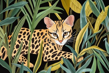 A striking image of an ocelot prowling through dense undergrowth, spotted coat camouflaged. © Nico