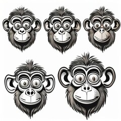 Fototapeta premium 3d illustration cartoon drawing of a monkey character, monkey character cartoon