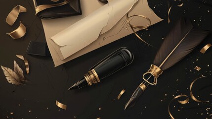 Opulent Black and Gold Stationery Set: A Luxurious Writing Experience