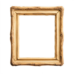 Antique gold picture frame, vintage antique golden picture frame mock up isolated on white background.