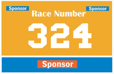 Yellow colored marathon number bib isolated on white