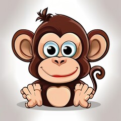 Obraz premium 3d illustration cartoon drawing of a monkey character, monkey character cartoon