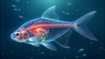 This striking image presents a transparent fish
