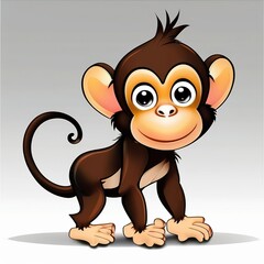3d illustration cartoon drawing of a monkey character,  monkey character cartoon
